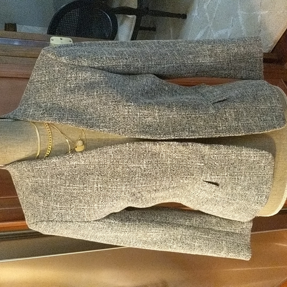 Blue tweed suit